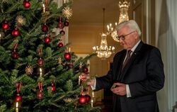 Bundespräsident Frank-Walter Steinmeier steht am 21.12.2017 in Berlin nach der Aufzeichnung zur Weihnachtsansprache im Schlos