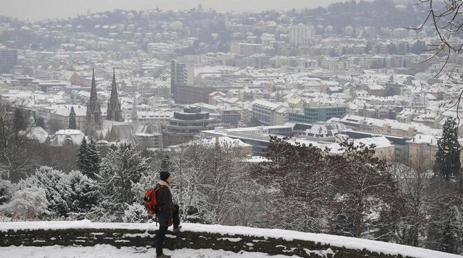Stuttgart im Schnee - erstmals in diesem Winter.