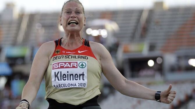 Nadine Kleinert zeigt ihre Emotionen: Bei der Leichtathletik-Europameisterschaft 2010 in Barcelona. FOTO: AP Nadine Kleinert zeigt ihre Emotionen: Bei der Leichtathletik-Europameisterschaft 2010 in Barcelona. FOTO: AP