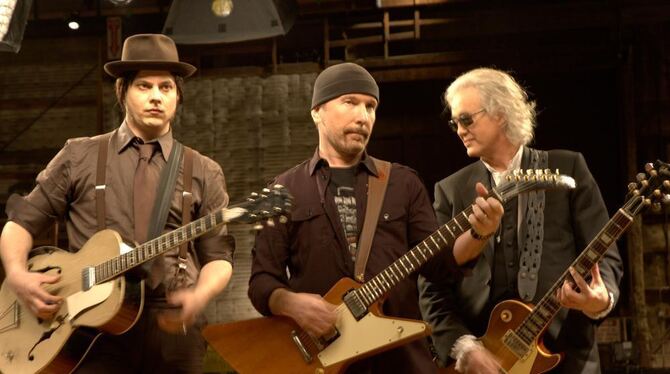 Drei Gitarristen erinnern sich: Filmszene aus »It might get loud«.  FOTO: DPA