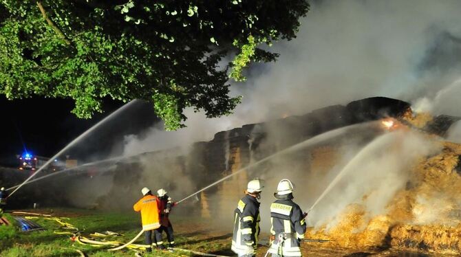 Rund tausend Heuballen standen in der Nacht zum Samstag bei Hemmendorf in Flammen. GEA-FOTO: MEYER