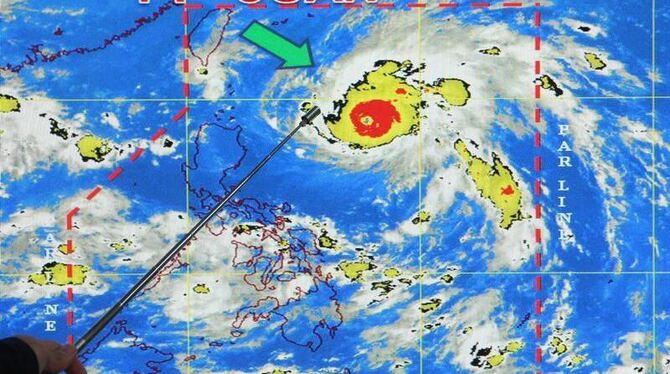 Der Taifun »Megi« (lokaler Name »Juan«) auf einer Karte des philippinischen Wetterdienstes.