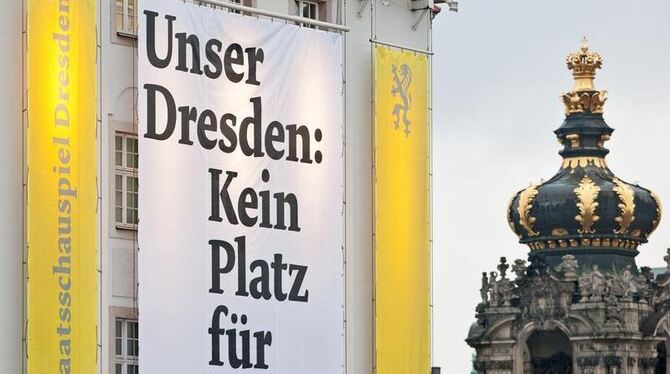 Protest gegen Neonazis in Dresden.