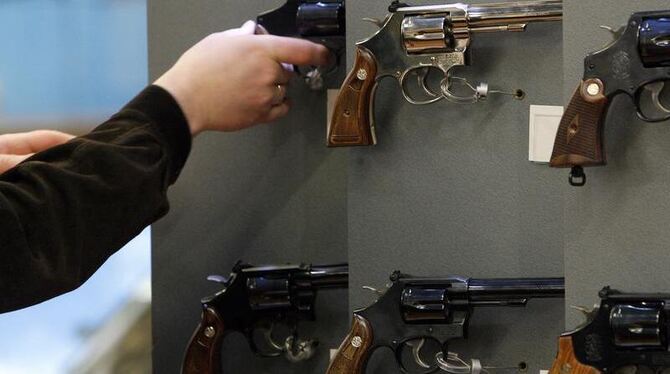 Revolver des US-Herstellers Smith & Wesson auf einer Waffenmesse (Foto vom 14.03.2009).