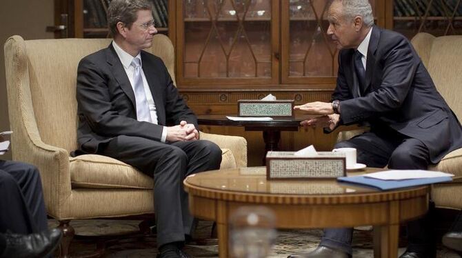 Außenminister Guido Westerwelle spricht in Kairo mit seinem ägyptischen Amtskollegen Ahmed Abul Gheit. 