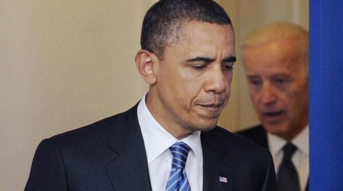 »Kein wilder Optimismus«: US-Präsident Barack Obama (daneben Vize-Präsident Joe Biden) muss weiter einen finanziellen Stillst