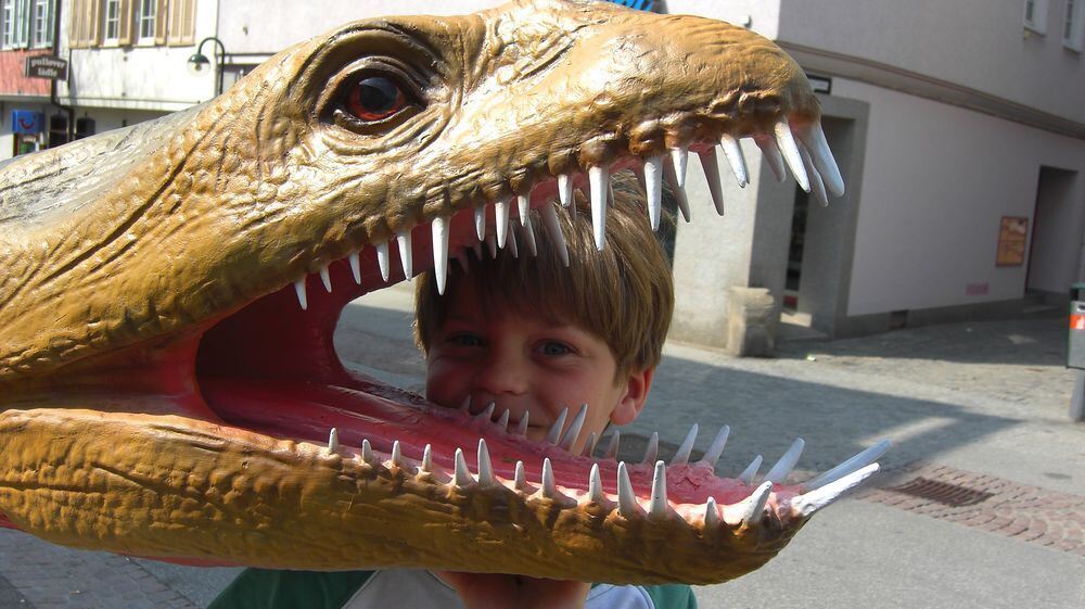 Nach der Zahnpflege schaut Christoph beim Nothosaurus. Foto: Bosch Nach der Zahnpflege schaut Christoph beim Nothosaurus. Foto: Bosch