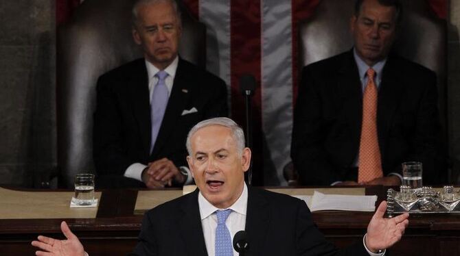 Der israelische Ministerpräsident Benjamin Netanjahu spricht vor dem US-Kongress in Washington.