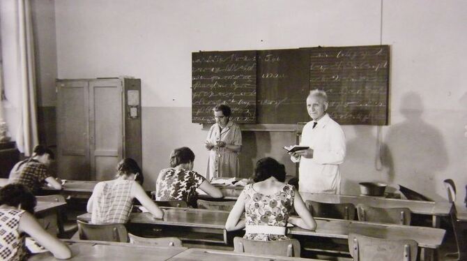 Steno-Ausbildung in Stuttgart in den 1950er-Jahren.
