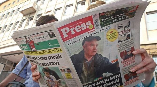 Die Festnahme von Ratko Mladic auf der Titelseite einer serbischen Tageszeitung.