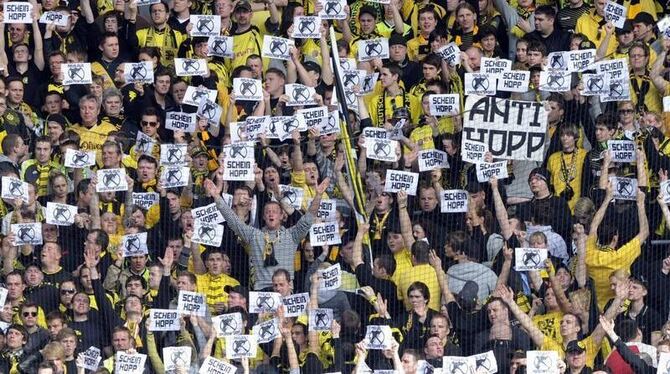 Die BVB-Fans machten bereits in der vergangenen Saison gegen den Hoffenheimer Mäzen Dietmar Hopp Stimmung.