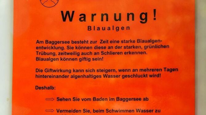 Ein Schild warnte vor vielen Jahren am Kirchentellinsfurter Baggersee davor, baden zu gehen.