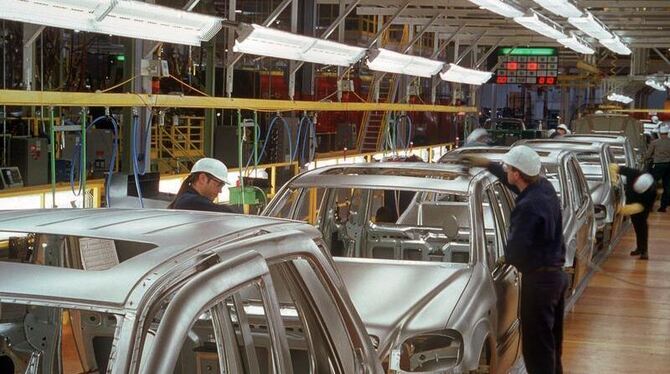 Eine Fertigungshalle des deutschen Automobilherstellers Mercedes-Benz in Tuscaloosa im US-Bundesstaat Alabama. Foto: dpa/COLO