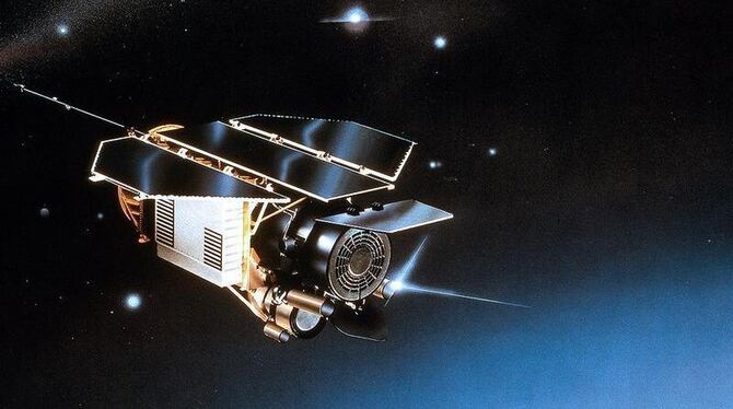 Eine undatierte Zeichnung des Satelliten Rosat. Foto: EADS Astrium