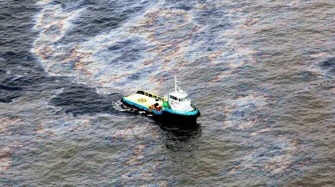Ein Schiff passiert den Ölteppich vor Brasiliens Küste. Archivfoto: Governent of Rio de Janeiro