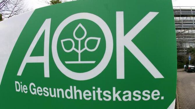Ein Schild der AOK.