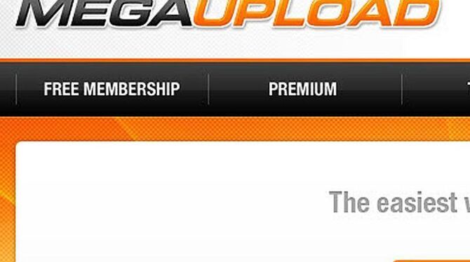 Der screenshot zeigt einen Ausschnitt von der Startseite der Internetplattform Megaupload. Der screenshot zeigt einen Ausschnitt von der Startseite der Internetplattform Megaupload.