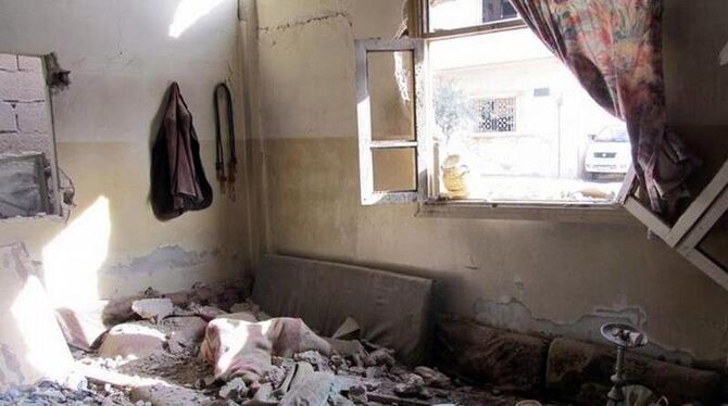 Zerstörtes Haus in Homs. Undatiertes Foto des oppositionellen Netzwerkes Local Coordination Committees in Syria