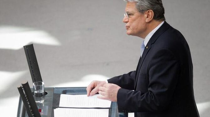 Bundespräsident Joachim Gauck bei seiner Rede. Foto: Michael Kappeler
