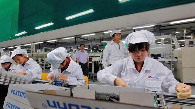 Foxconn-Mitarbeiter des Werkes Lunghua in Shenzhen. Foto: Ym Yik