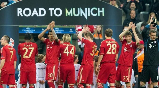 Die Spieler von Bayern München sind auf der »Road to Munich« - dem Weg in Richtung Champions-League-Finale. Foto: Peter Kneff