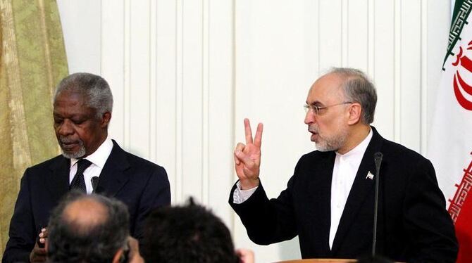 Der iranische Außenminister Ali Akbar Salehi hat den internationalen Syrien-Sondergesandten Kofi Annan in Teheran empfangen.