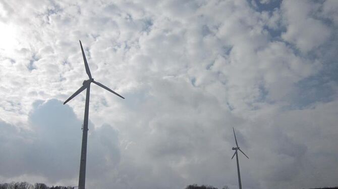 Zwerge im Vergleich zu den Anlagen, die von 2014 an auf der Alb Energie erzeugen sollen: Windräder bei Auingen.