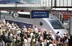 Schaulustige drängelten sich 2007 nach der Ankunft des ersten TGV im Stuttgarter Hauptbahnhof.