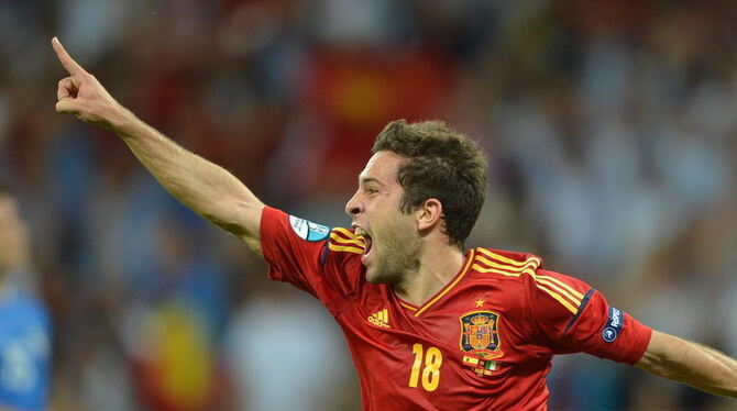Spaniens Jordi Alba bejubelt seinen Treffer zum 2:0