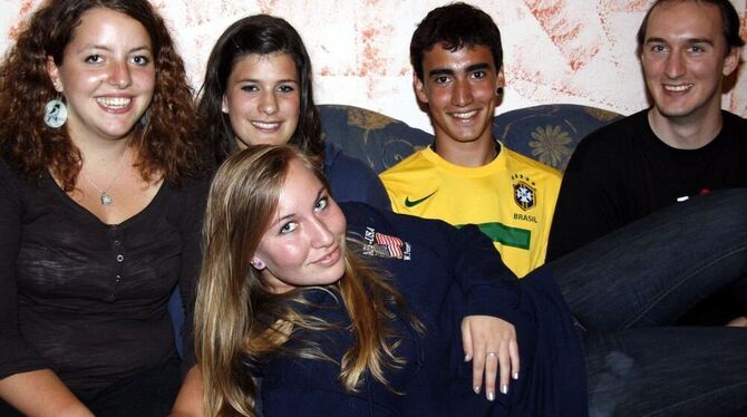 Als Austauschschüler haben sie eine Menge erlebt (von links): Tabea Rauscher, Sophia Pfeiffer, Gabriel aus Brasilien, Christophe
