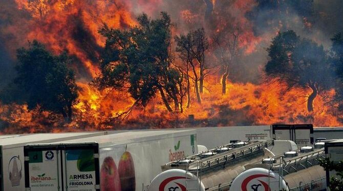 Im Nordosten Spaniens wüten Brände, die Feuerwehr der Region ist überfordert. Foto: Robin Townsend