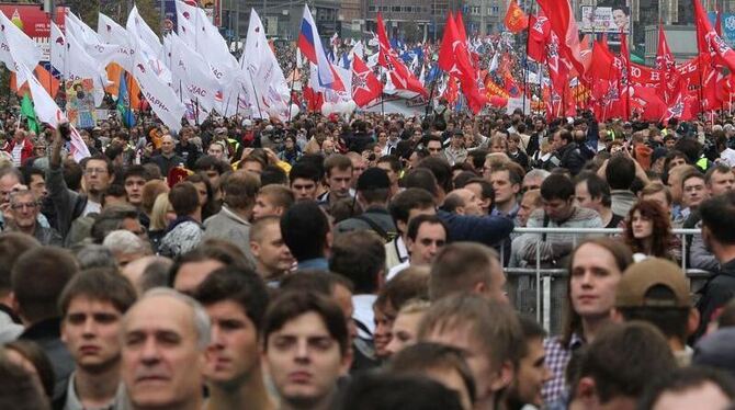 Zehntausende nahmen an der Anti-Putin-Demo in der russischen Hauptstadt teil. Foto: Sergei Ilnitsky