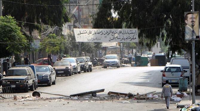 Diese Straße in Beirut war von Sunniten blockiert. Foto: Wael Hamzeh