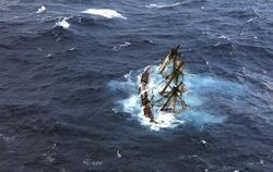 Das Filmschiff «Bounty» ist von Wirbelsturm «Sandy» zerstört worden. Foto: USCG / Tim Kukl