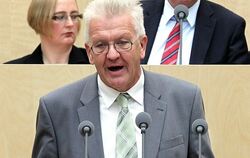 Der erste grüne Bundesratspräsident Winfried Kretschmann bei seiner Antrittsrede.