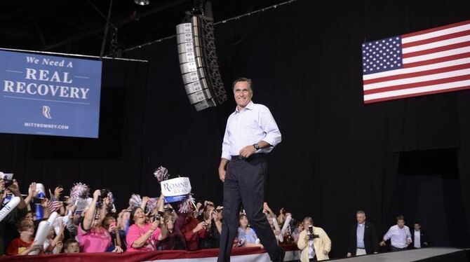 Der republikanische Präsidentschaftskandidat Mitt Romney bei einem Wahlkampfauftritt in Ohio. Foto: Shawn Thew 