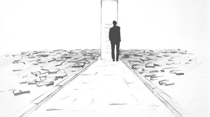 Eine helle Granitstele inmitten eines schwarzen Geröllfeldes aus Schiefer. So könnte sich der Dußlinger Künstler Werner Steinmet