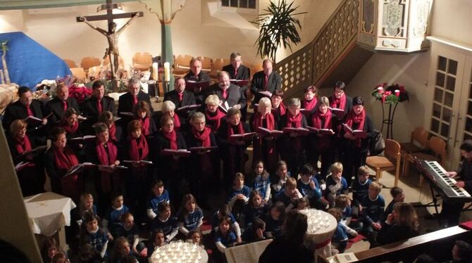 Kleine und große Sänger, unterstützt von einigen Instrumentalisten, gaben am Wochenende gleich zwei Adventskonzerte in Groß- und