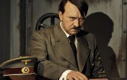 Die Wachsfigur von Adolf Hitler im Wachsfigurenkabinett von Madame Tussauds in Berlin.
