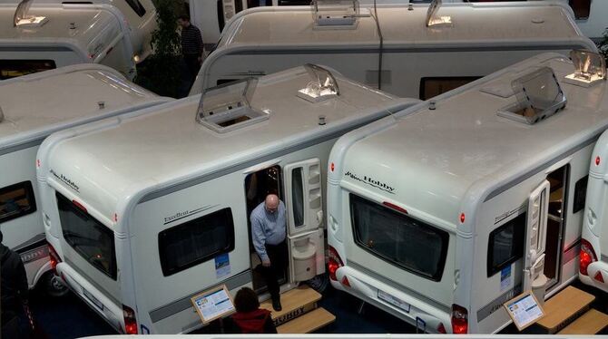 Wohnmobile auf der CMT in Stuttgart.