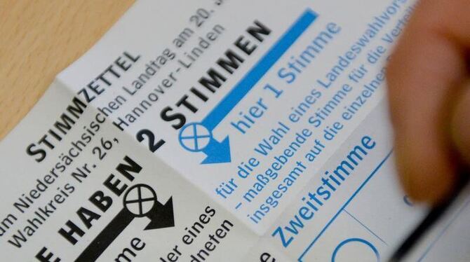 Stimmzettel für die niedersächsische Landtagswahl. Foto: Peter Steffen/Archiv