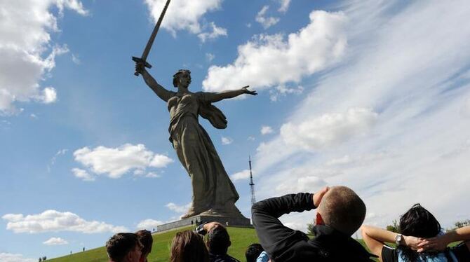 Mamajew-Hügel im russischen Wolgograd: Dort befindet sich die zentrale Gedenkstätte für die Opfer der Schlacht von Stalingrad