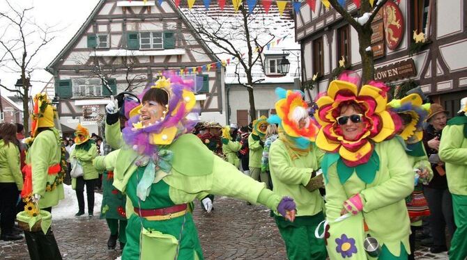 Der Frühling ist schon da mit Balbina Häbe-Fuchslochs Gruppe »Strahlende Blüten einer großen Blumenwiese« gestern im Umzug durch