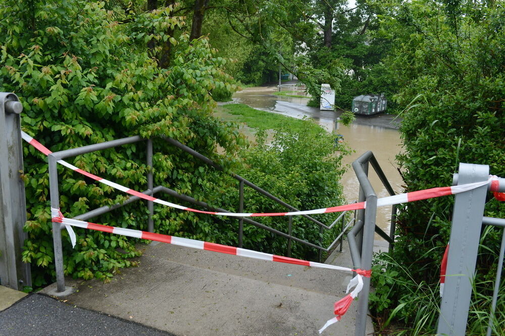 Neckar-Hochwasser bei Mittelstadt.