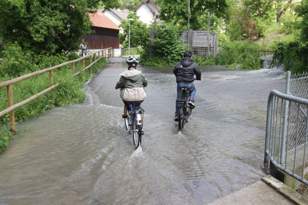 Hochwasser in Bad Urach.