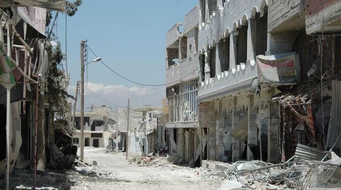 Eine zerstörte Stadt in Syrien.