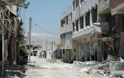 Eine zerstörte Stadt in Syrien.