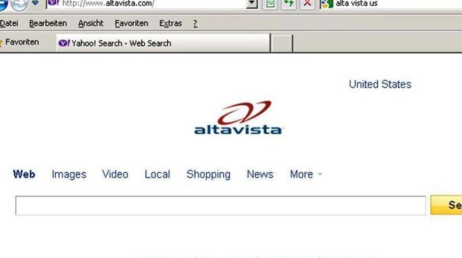 Die Startseite der Suchmaschine Altavista. Anfang kommender Woche wird die Suchmaschine von Altavista-Besitzer Yahoo abgescha