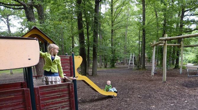 Der Spielplatz im Waldpark ist der beliebteste und am besten genutzte in Ohmenhausen. Aber auch die anderen Spielplätze liegen den Eltern am Herzen. FOTO: TRINKHAUS
