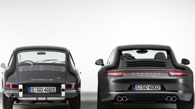 Der Neunelfer gestern und heute: Trotz aller Kontinuität hat er sich doch gewandelt (Im Bild: Ein 911 2.0 Coupé von 1964 (links)